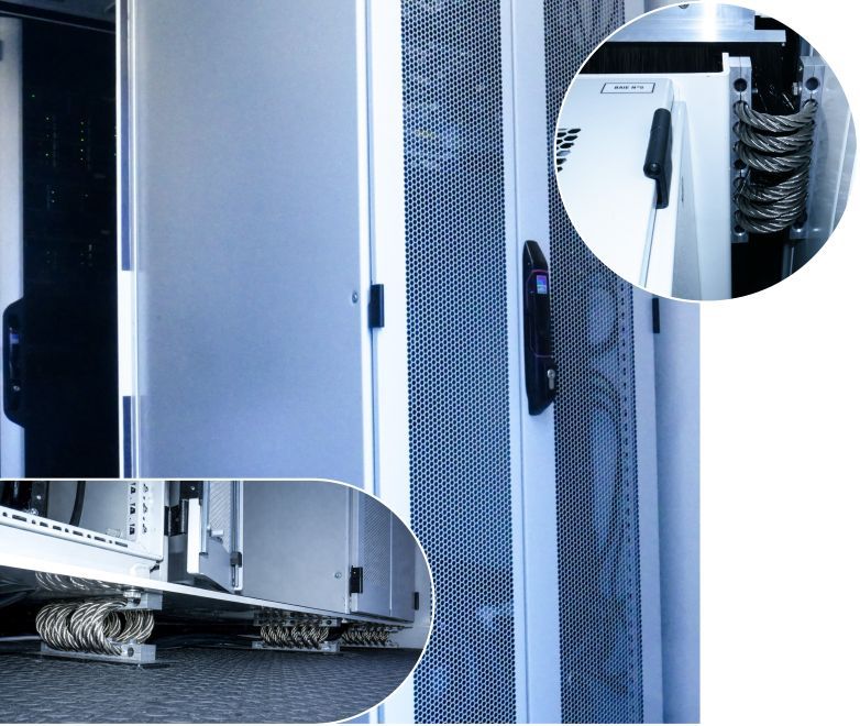 conteneur renforcé zoom sur les amortisseurs / reinforced container: close-up of the shock absorbers